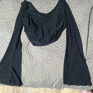 Black Flare Sleeved Crop Top